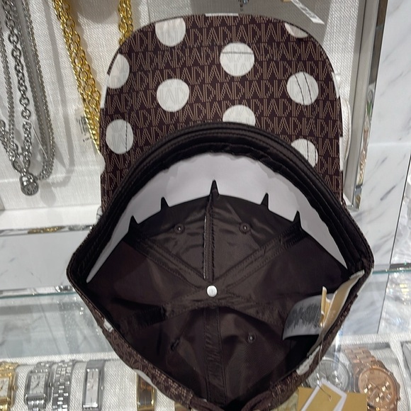 Michael Kors Women's Baseball Cap Hat Adjustable OS Chocolate BROWN DOTS NWT - Picture 12 of 16